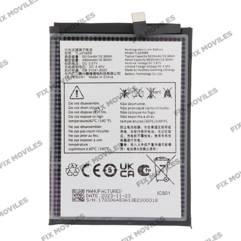 Batería para TCL 505 TLP049B8 5010mAh Batería para TCL 505 TLP049B8 5010mAh - Image 1