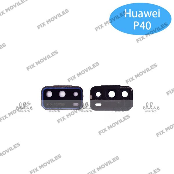 Lente Cristal Camara con Marco para Huawei P40 Azul