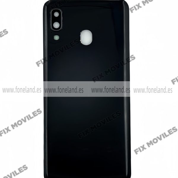 Tapa Trasera para Samsung A20 A205F Negro Con Lente (SIN LOGO)