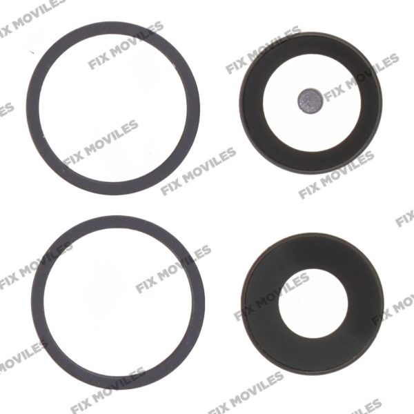 Set 2 Piezas Lente Cristal Camara + Marco para iPhone 12 Mini Negro