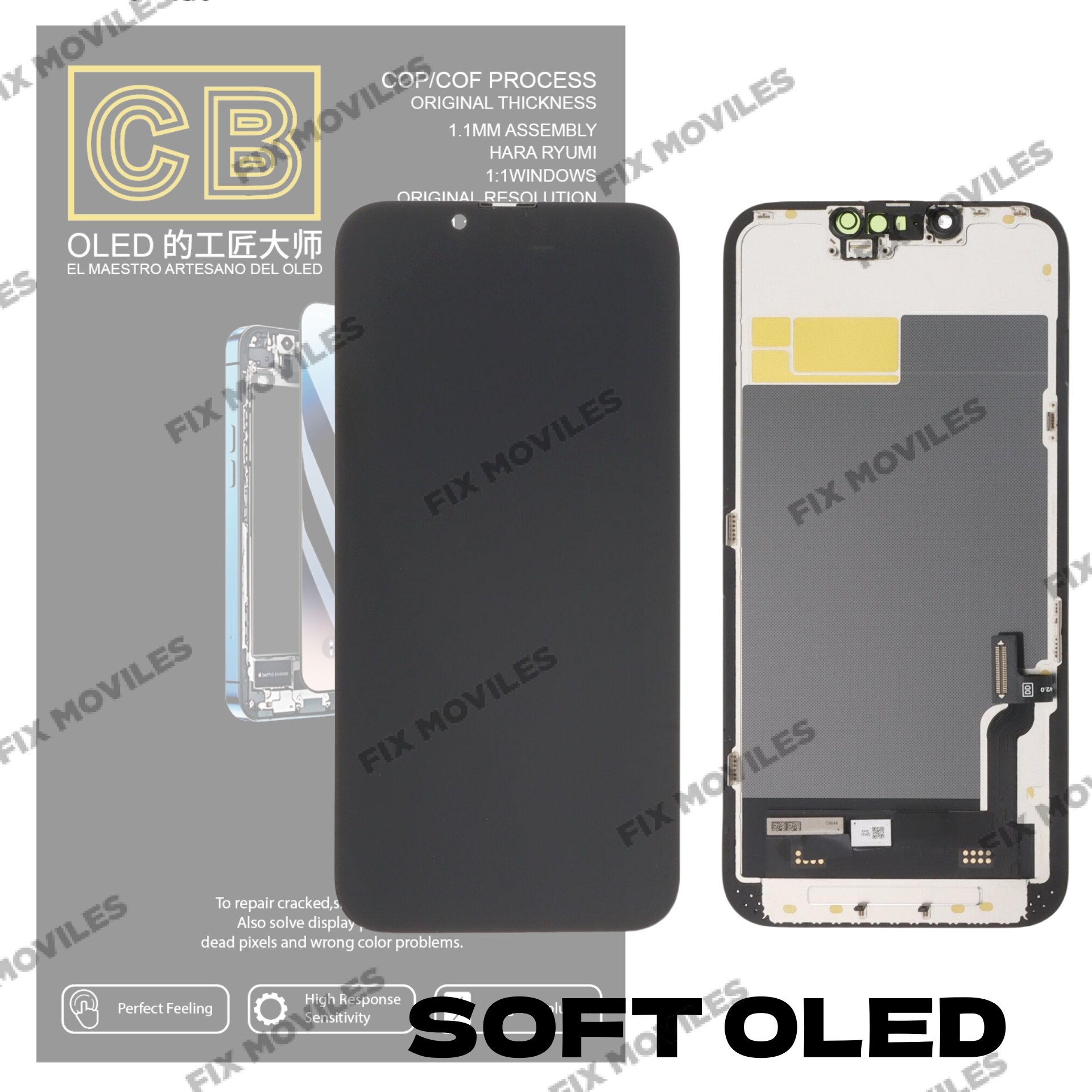 Pantalla “CB SOFT OLED” iPhone 13 Control IC Reemplazable LCD+TACTIL Completo Pantalla “CB SOFT OLED” iPhone 13 Control IC Reemplazable LCD+TACTIL Completo - Image 1