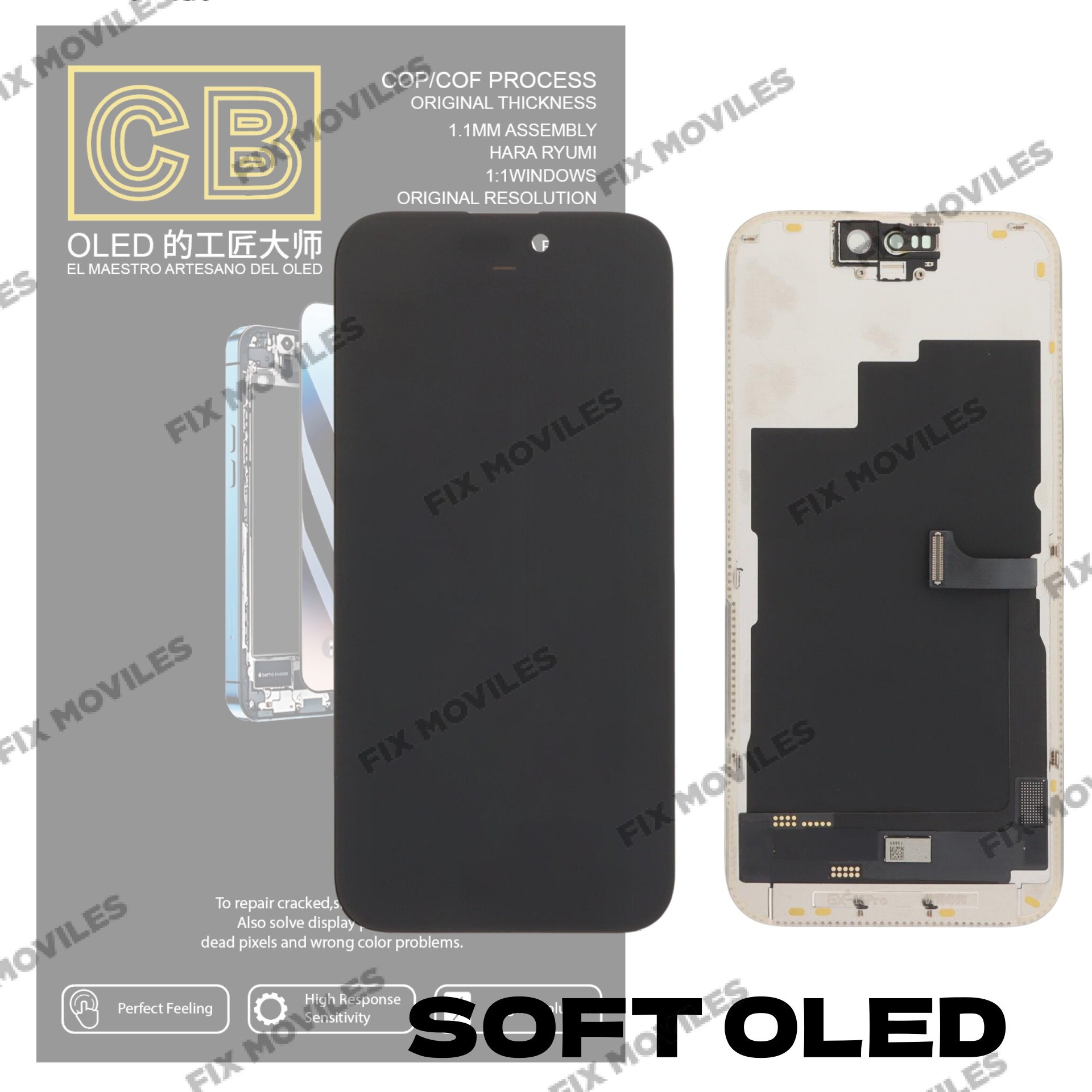 Pantalla “CB SOFT OLED”iPhone 15 Pro 120HZ Control IC Reemplazable LCD+TACTIL Completo Pantalla “CB SOFT OLED”iPhone 15 Pro 120HZ Control IC Reemplazable LCD+TACTIL Completo - Image 1